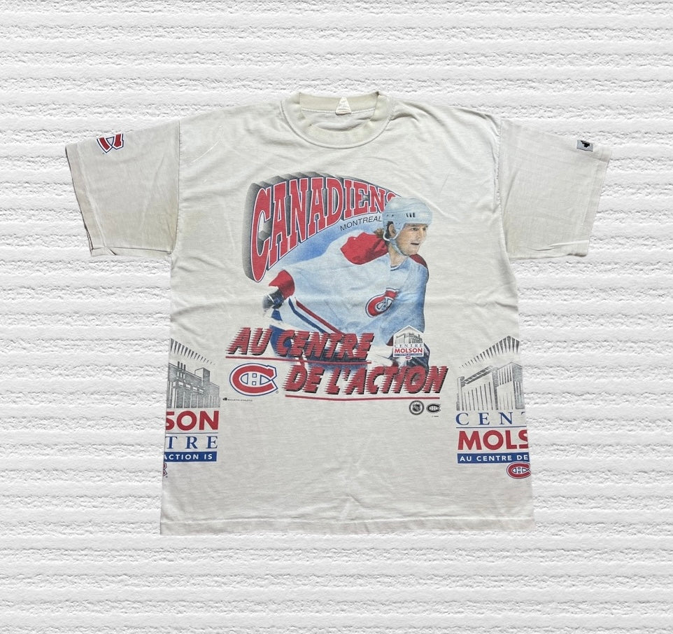 Vintage Bulletin Athletic 90’s NHL Montreal Canadiens T-Shirt Gray XL  Canada NWT
