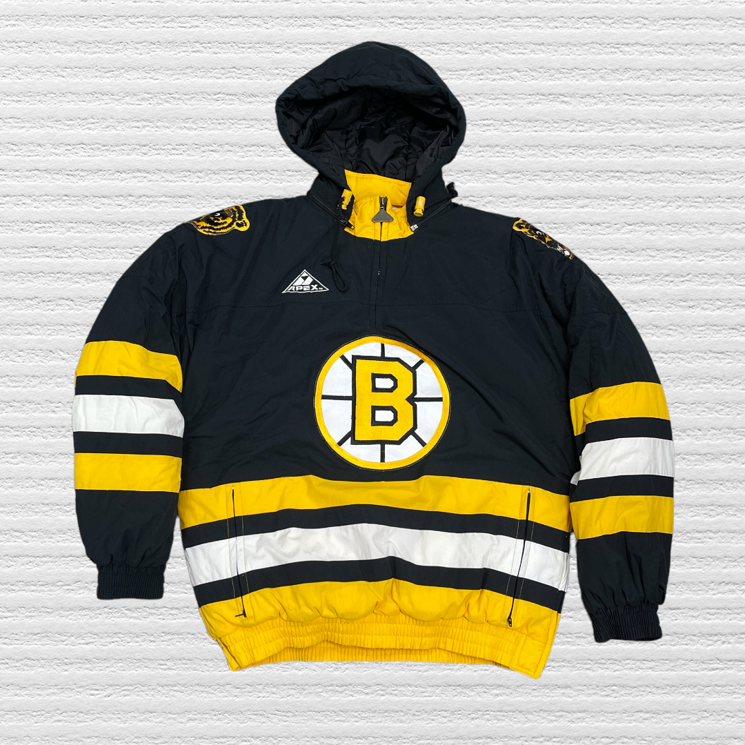 Vintage Boston Bruins 90s Apex One Pullover Bomber Jacket (M