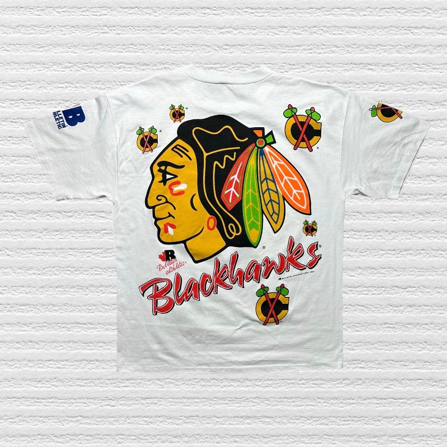 Chicago Blackhawks All Over Print Bulletin Athletic 1991 T-Shirt (XL)