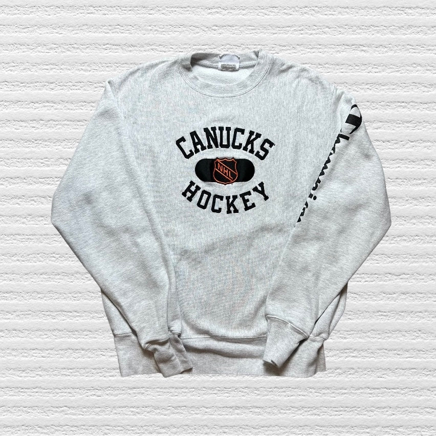 Vancouver Canucks Vintage NHL Logo Champion Reverse Weave Crewneck (M)