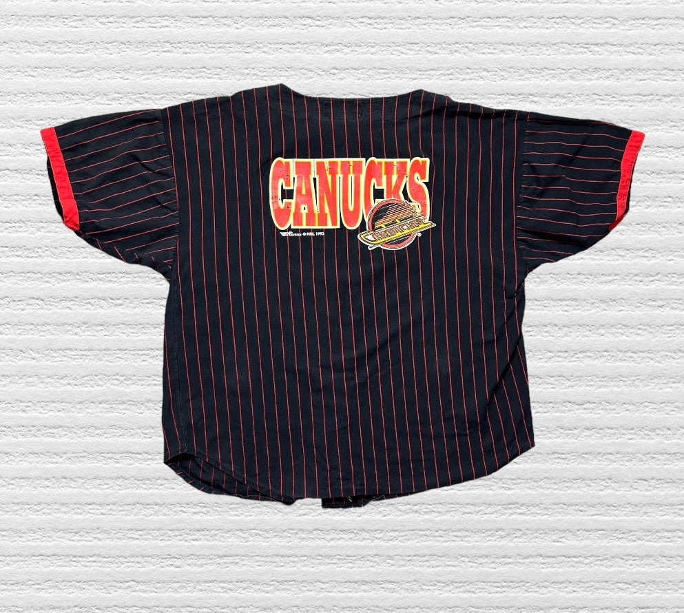 Vintage 1993 Vancouver Canucks Pinstripe Baseball Jersey (XL)