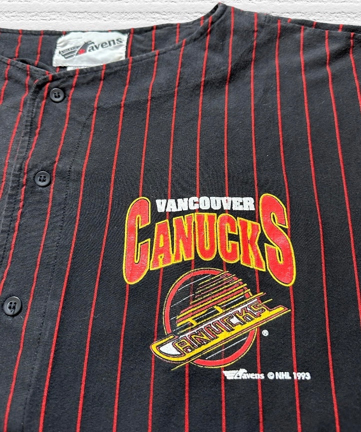 Vintage 1993 Vancouver Canucks Pinstripe Baseball Jersey (XL)