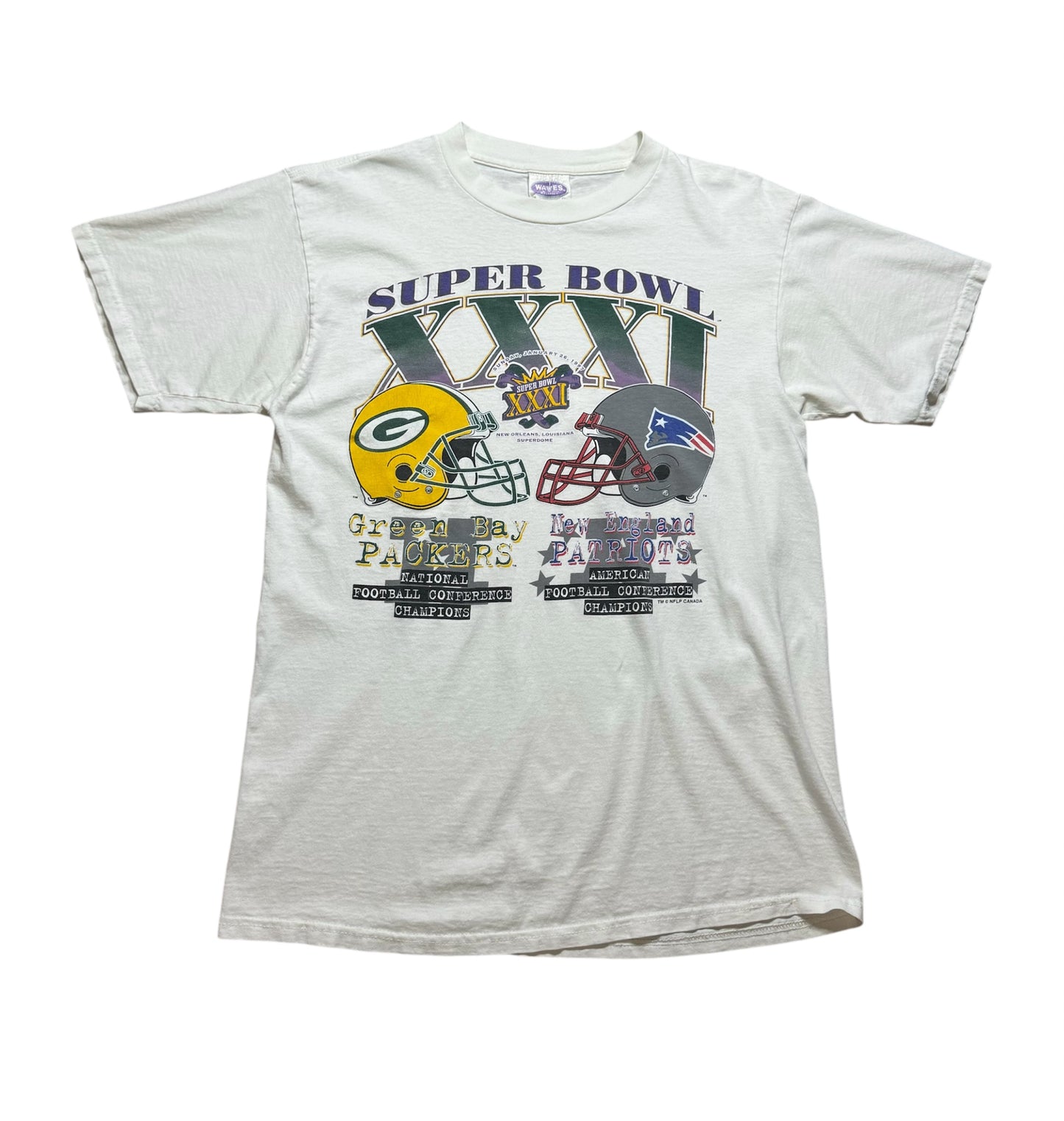 1997 Super bowl Tee Packers vs Patriots (L)