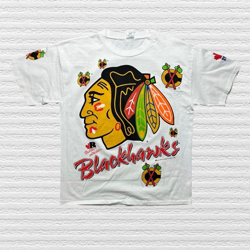 Chicago Blackhawks All Over Print Bulletin Athletic 1991 T-Shirt (XL)