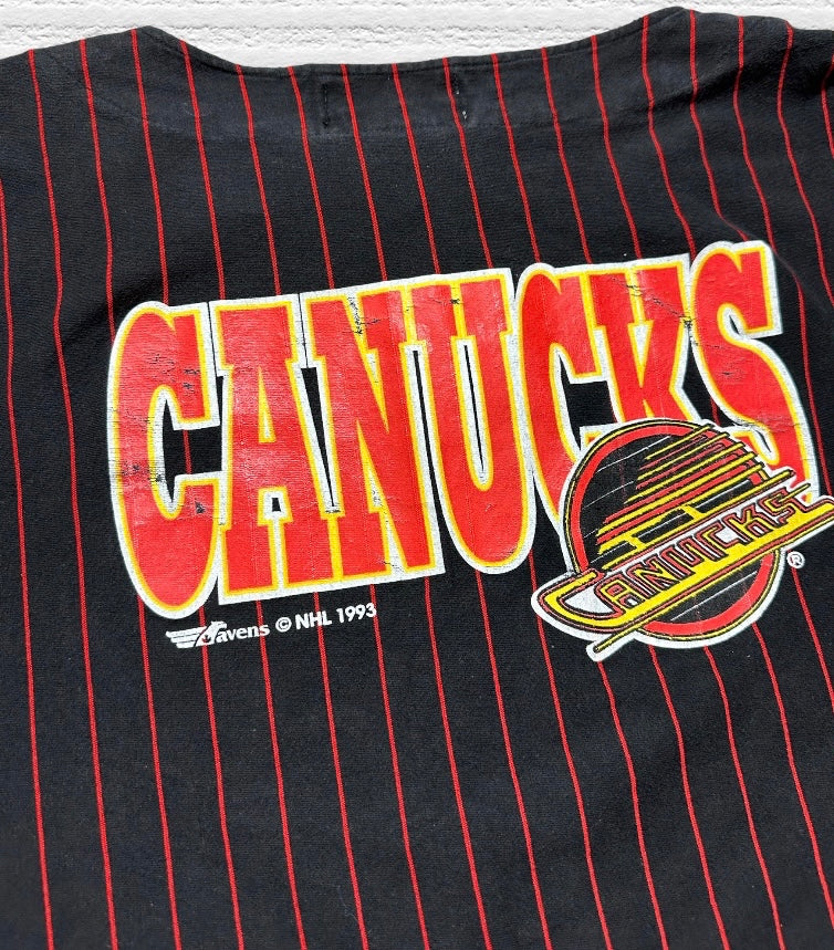 Vintage 1993 Vancouver Canucks Pinstripe Baseball Jersey (XL)