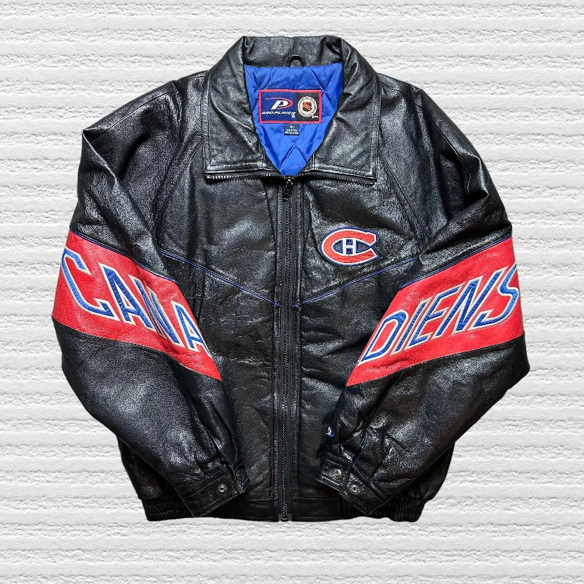 Montreal Canadiens Vintage 90s Pro Player Leather Jacket Fits (L)