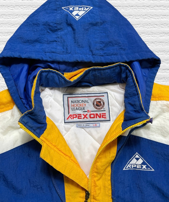 Vintage 90s St. Louis Blues Apex One Quilted 1/4 Zip Bomber Jacket Size Large (L)